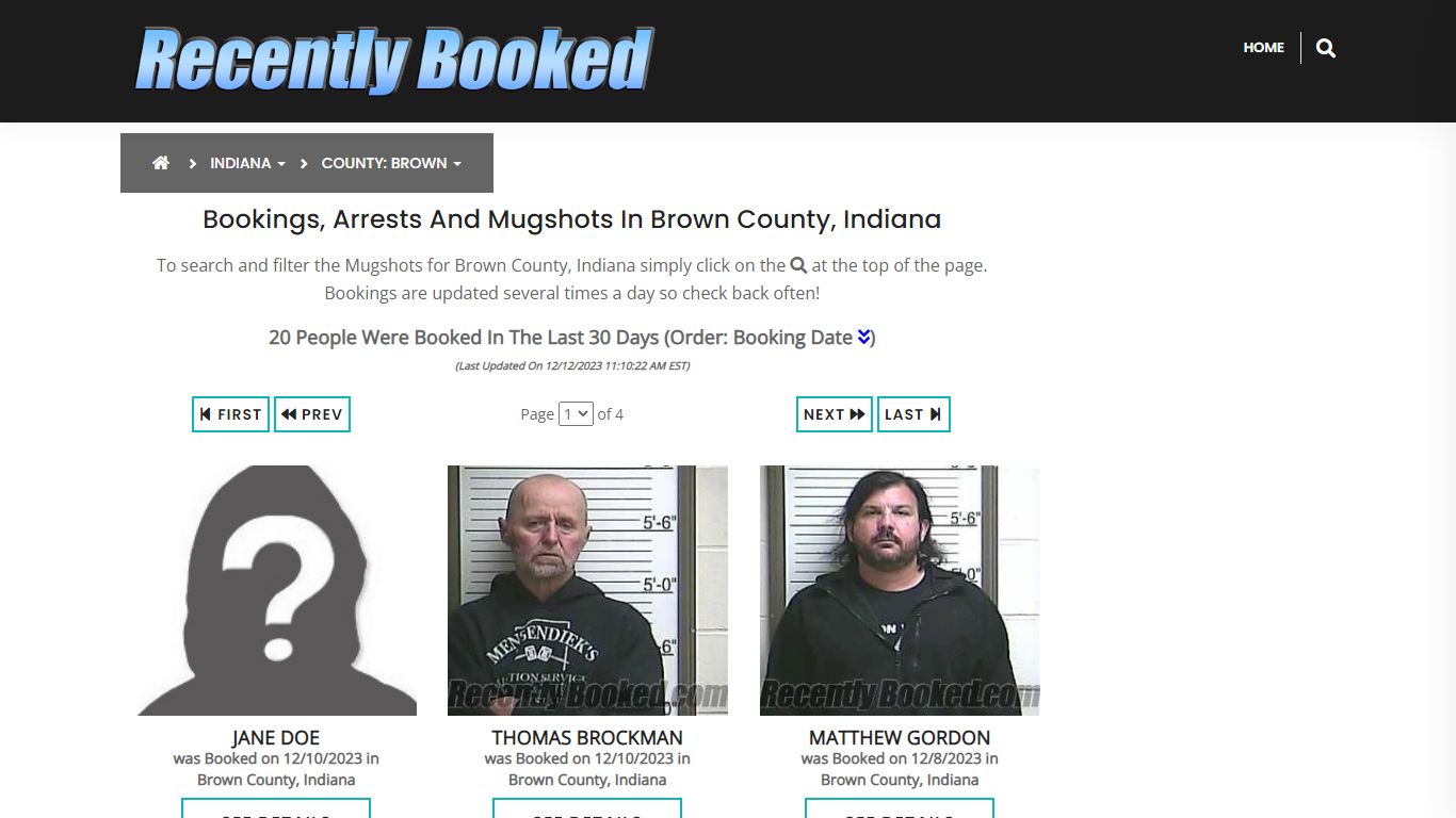 Recent bookings, Arrests, Mugshots in Brown County, Indiana